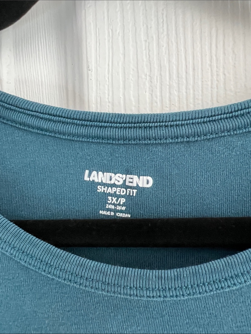 Lands' End Teal-Blue Long Sleeve Crewneck 100% cotton shaped Top - Picture 2 of 3